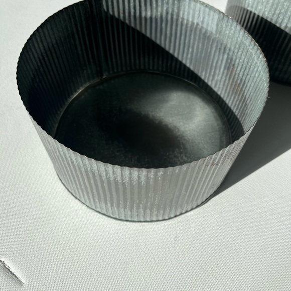 Two Ribbed Metal Round Bowl Containers - Picture 8 of 12